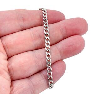 Estate Sterling Silver 925 4.2mm Curb Link Bracelet 7"